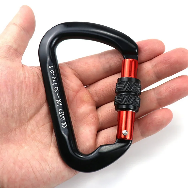 

30kN D-Shape Carabiner Climbing Security Safety Buckle Screw Gates Master Lock Outdoor Rock Climbing Equipment 87g