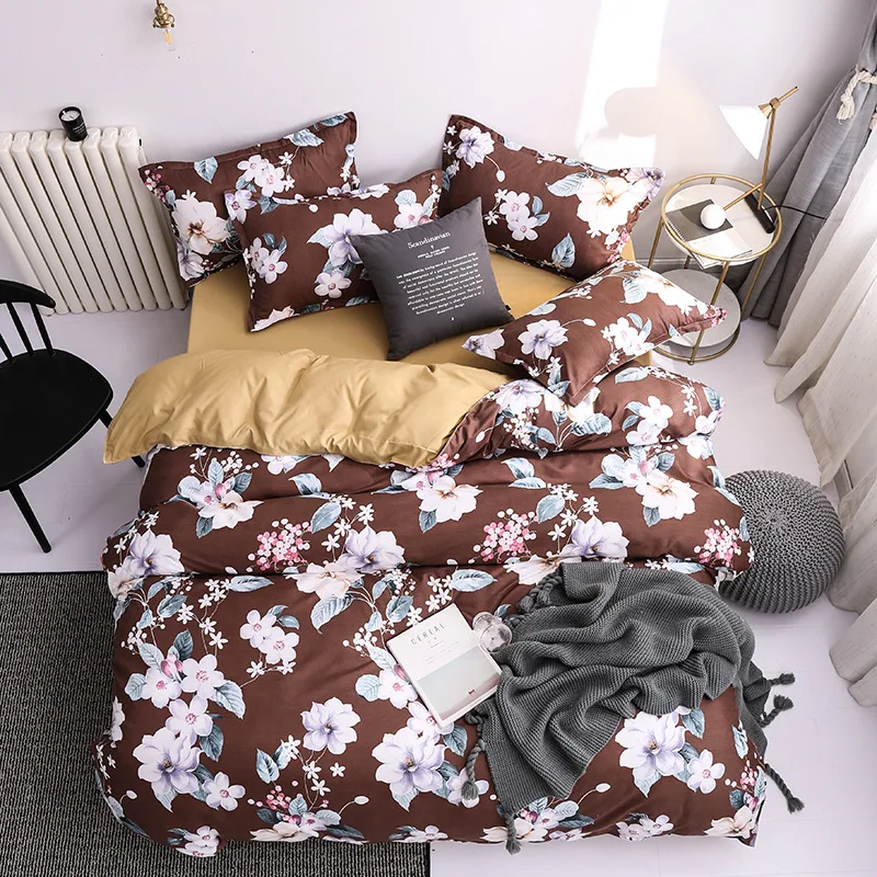 

Pastoral Bedding Set Soft Skin-friendly Bedclothes Bed Sheet Home Textile Leaves Pattern Twin Bed Duvet Cover for Adult Bed