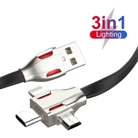 3 in 1 usb c micro usb 8 pin cable for iphone 13 12 samsung android 3a multi charger fast charging usb type c kable cord
