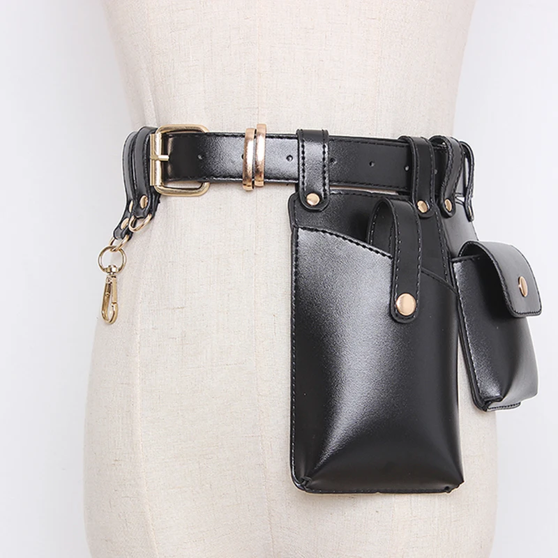 TWOTWINSTYLE Vintage Synthetic Leather Women's Belt Beading Hit Color Patchwork Bag Belts For Female Fashion Autumn Tide