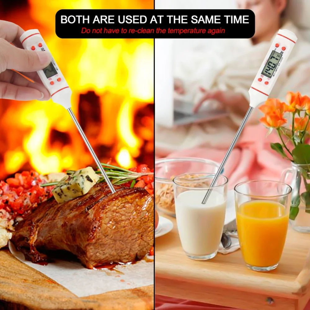 

Accurate Cooking Instant Read With LCD Display for Meat Grill BBQ Bath Water (White)