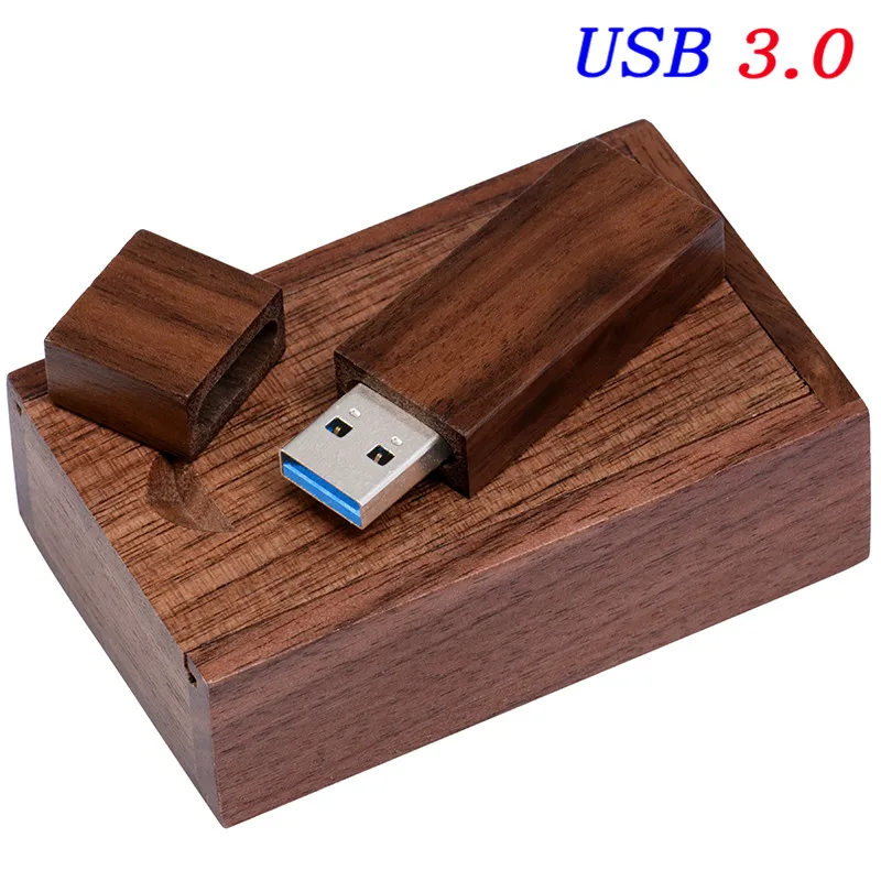 Walnut usb box JASTER USB 3,0 фотография подарок внешний накопитель(более 10 шт бесплатный логотип) деревянный+ коробка Флешка 4 ГБ/16 ГБ/32 ГБ/64 Гб - Цвет: Walnut usb box