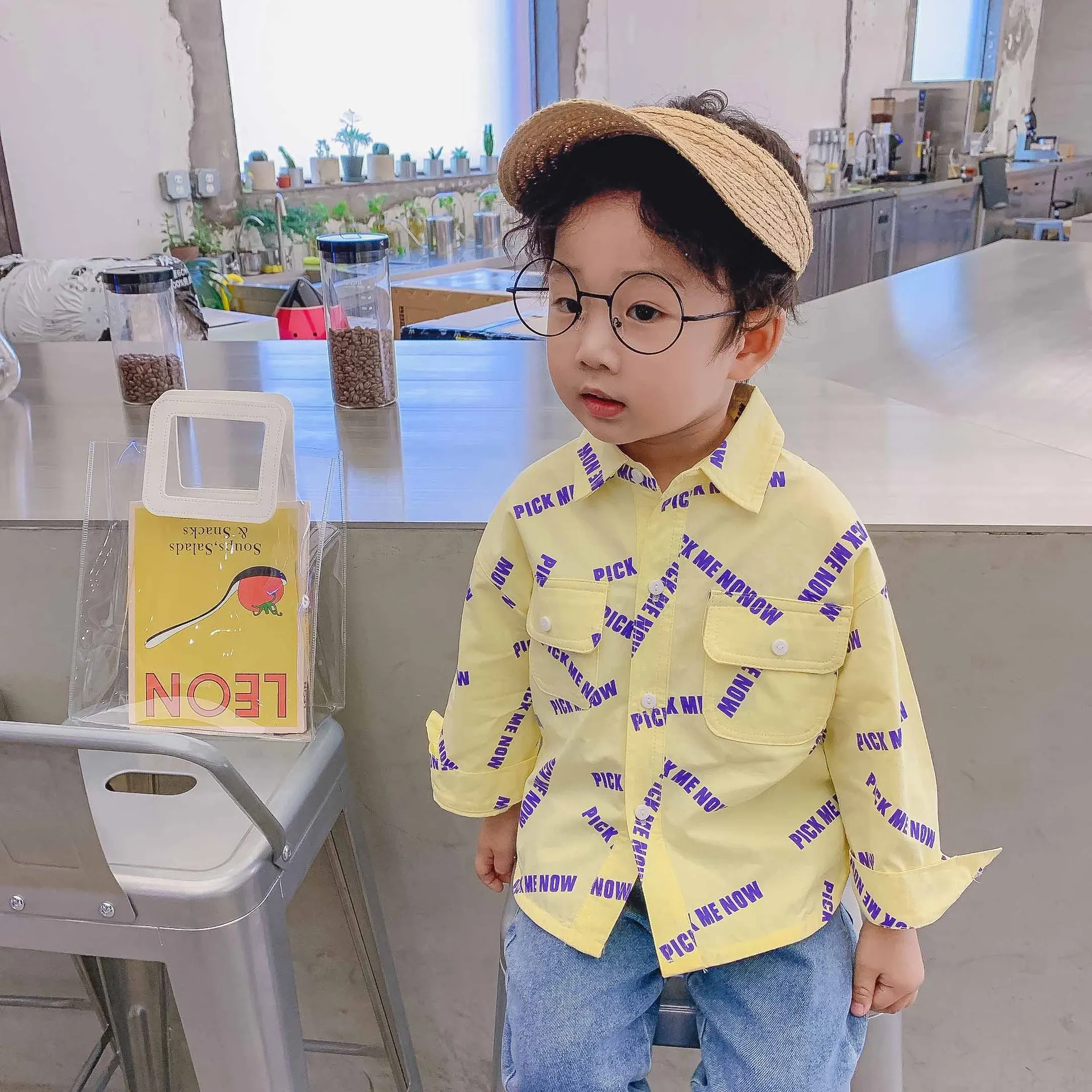 Рубашка для мальчиков с длинным рукавом и буквенным принтом|Рубашки| |