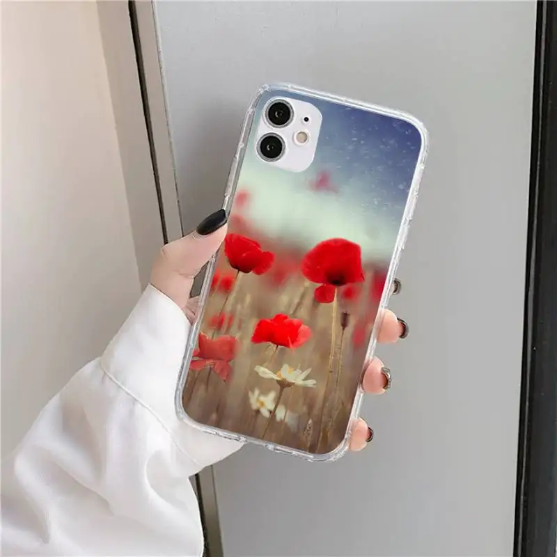 

Poppies Poppy flower pattern Phone Case Transparent soft For iphone 5 5s 5c se 6 6s 7 8 11 12 plus mini x xs xr pro max