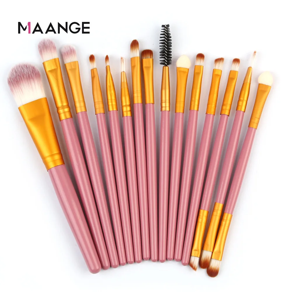 

15pcs Makeup Cosmetic Powder Eye Shadow Eyelash Eyeline Lip Foundation Eyebrow Comb Blush BrushTool Set Maquiagem