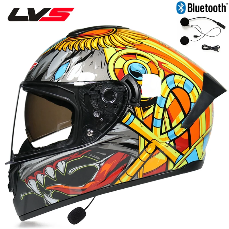 Bluetooth мотоциклетный шлем Полный мотоциклетный шлем с двойными линзами DOT Capacete da motocicleta
