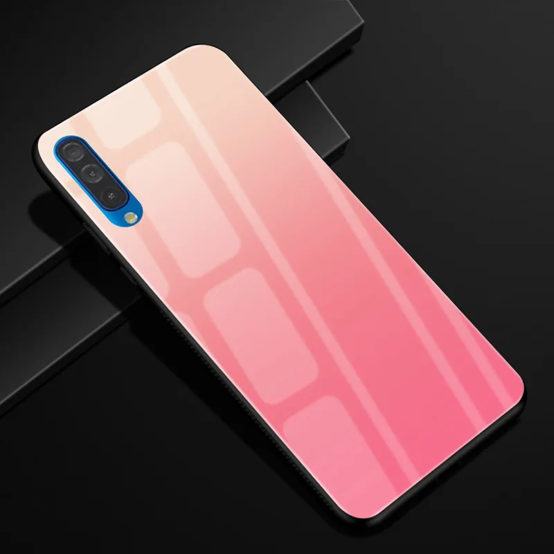 Для samsung Galaxy A50 чехол PC Пластиковый стеклянный чехол для телефона черный ТПУ бампер чехол для samsung Galaxy A50 A 50 A505F A505 чехол - Цвет: 33