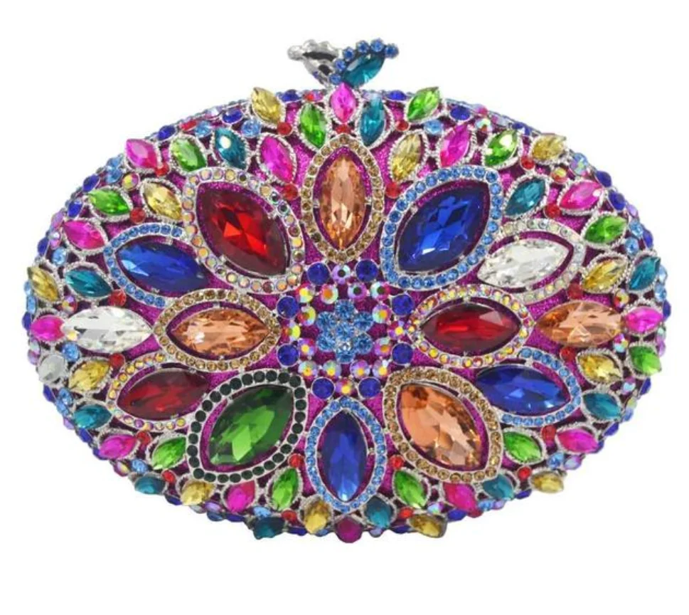 

XIYUAN Multicolor Woman Diamond Crystal Party Dinner Evening Bag Female Rhinestone Wedding Bridal Clutch Purse Lady Prom Handbag