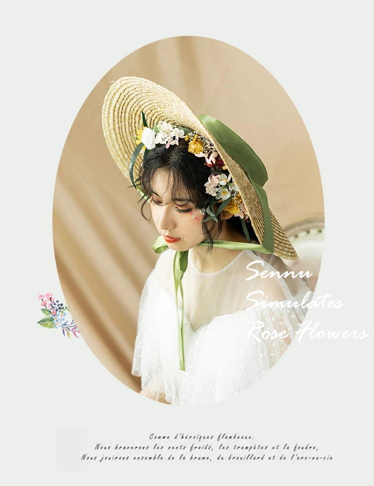 Соломенная шляпа для женщин с большими полями от солнца бантом из ленты летняя