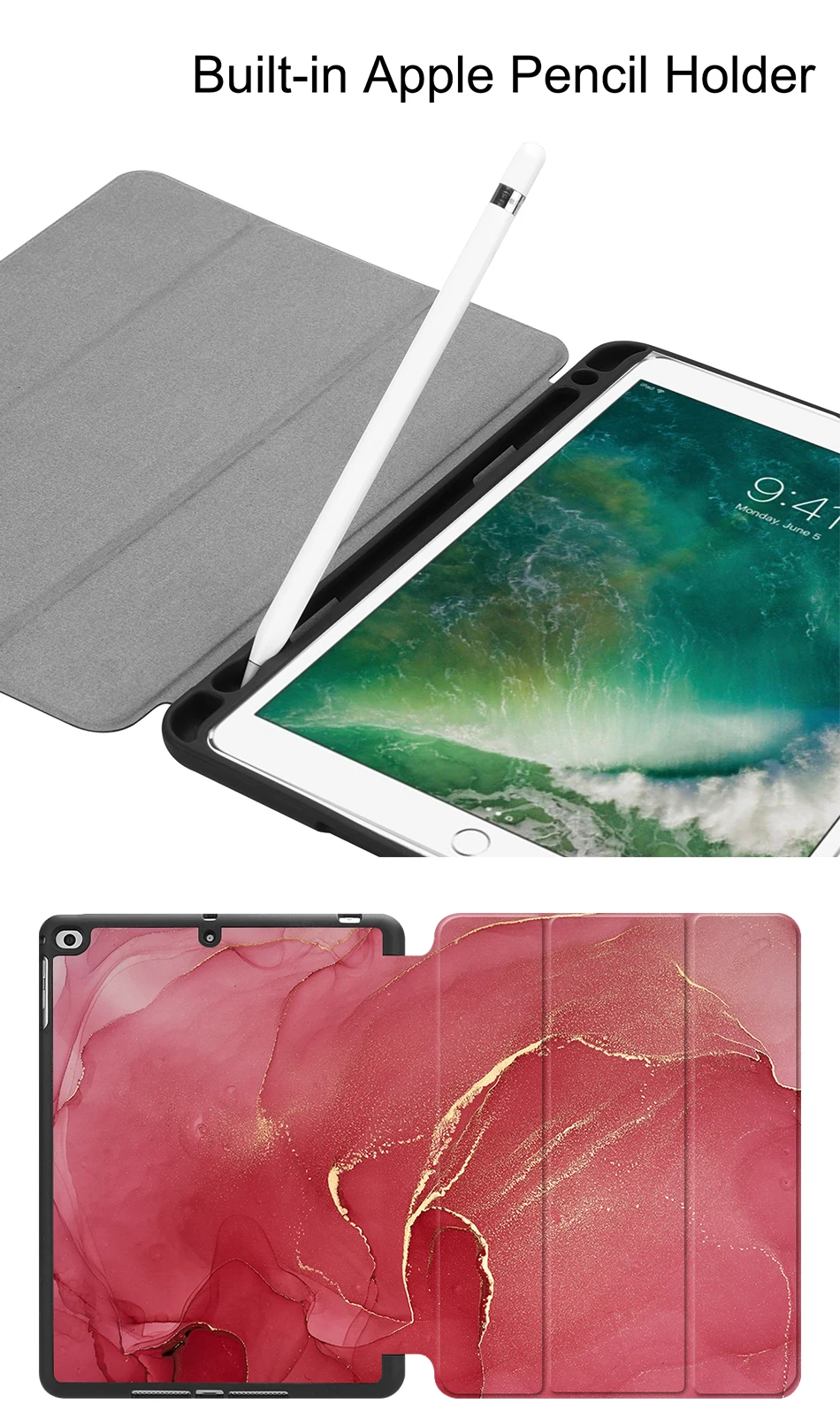 Чехол MTT marble для iPad 9,7 дюймов, мягкая задняя панель из ТПУ+ откидная подставка из искусственной кожи, умный чехол для iPad Air 1 2, чехол для планшета, Fundas