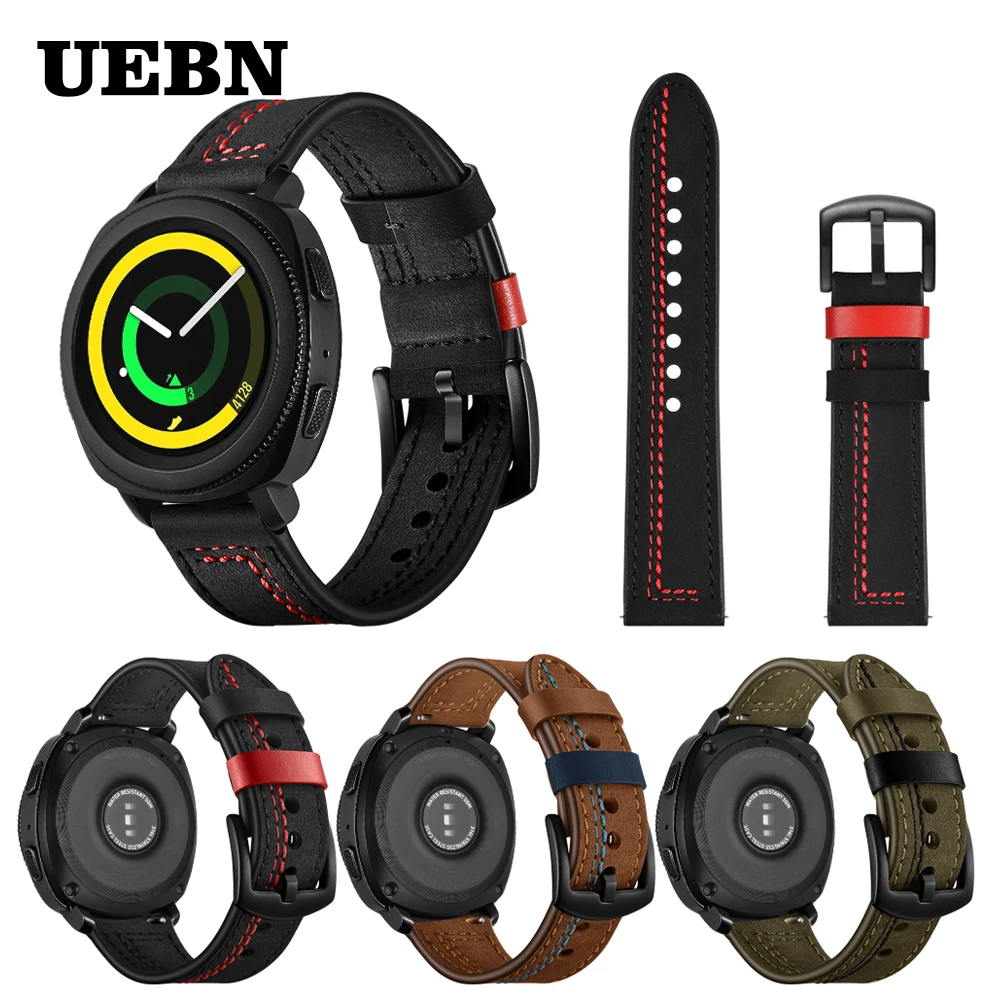 Ремешок UEBN кожаный для Samsung Gear Sport S2 и Galaxy Watch 42 мм Active 2 44 40 роскошный браслет
