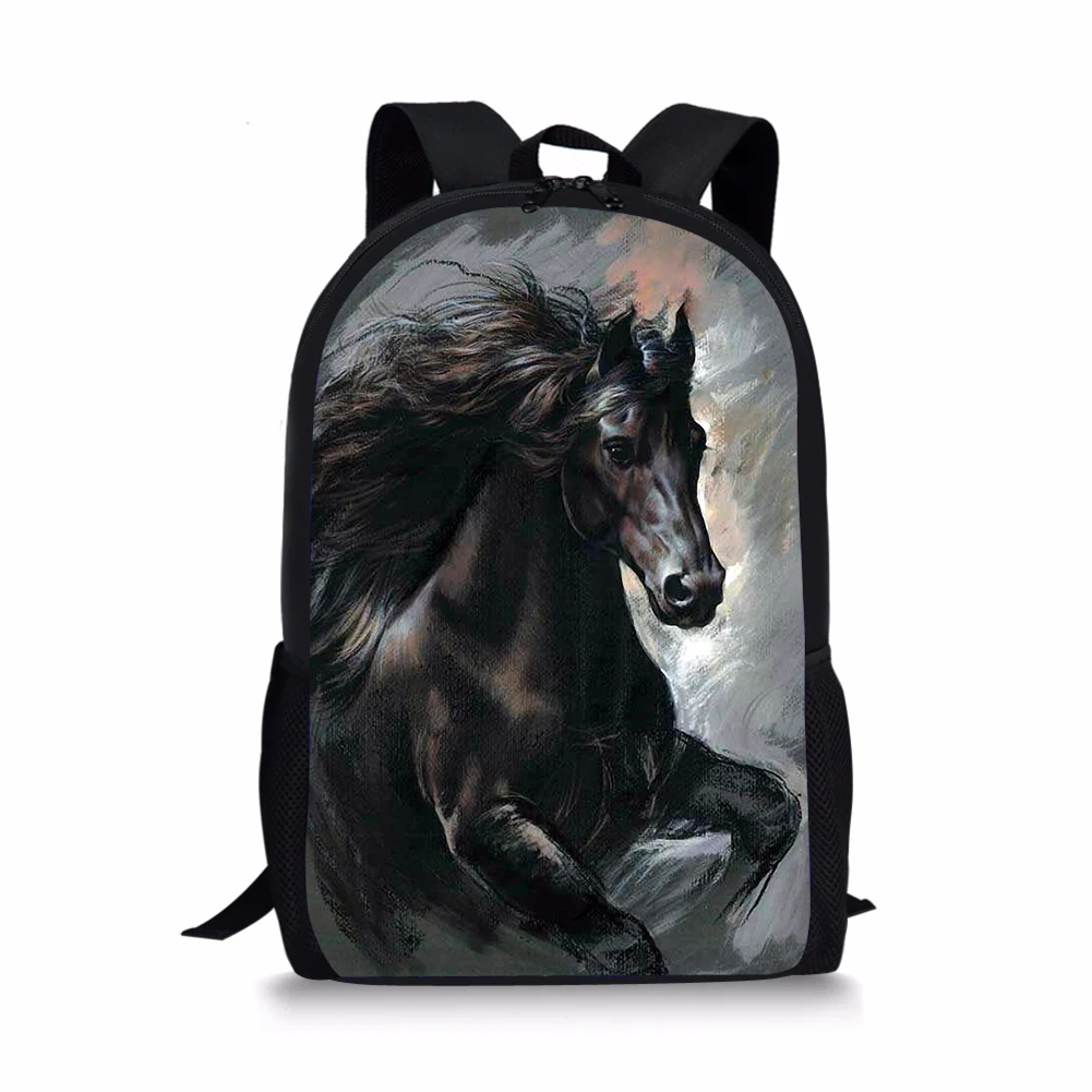 Школьный рюкзак HaoYun Friesian с принтом лошадей для мальчиков-подростков, студенческий рюкзак на заказ, женский рюкзак