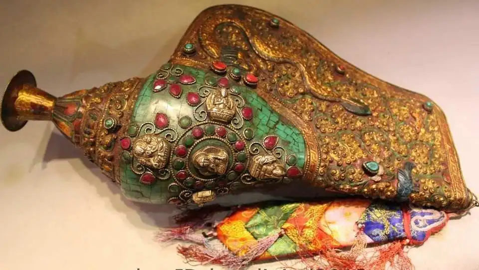 15 &quotТибетский буддизм труба раковина инкрустация драгоценный камень красный