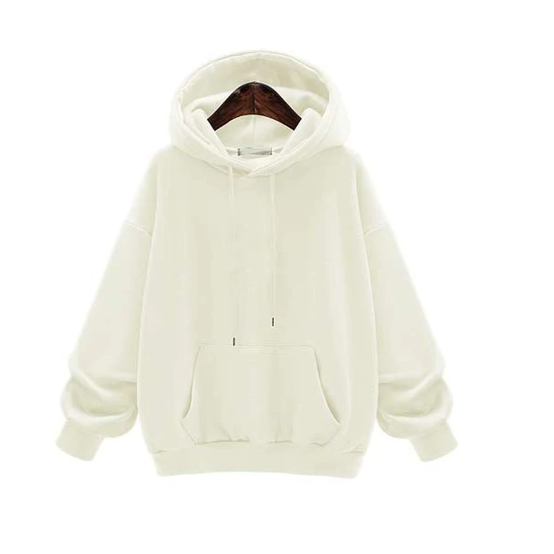 

Women Spring Autumn Long Sleeves Loose Hooded Sweatshirt Solid Color Drawstring Hoodie Casual Pullover Tops with Big Pocket Jump