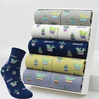 5 pairs womens casual cotton socks spring summer new 2021 fashion japanese harajuku funny lovely cactus socks gift size 36 40