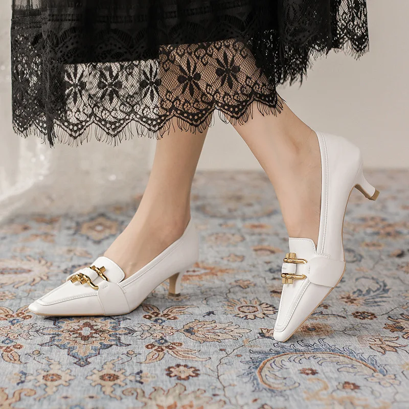 Туфли LMCAVASUN женские на тонком каблуке-шпильке маленькие кожаные в британском