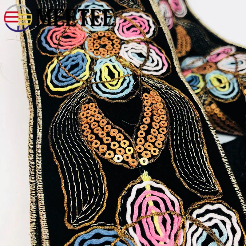 3m 75mm Gold Thread Sequins Braided Lace Trims Embroidered Webbing Ribbon Tape for Shoes Dress Decoration DIY Sewing Accessories | Дом и сад