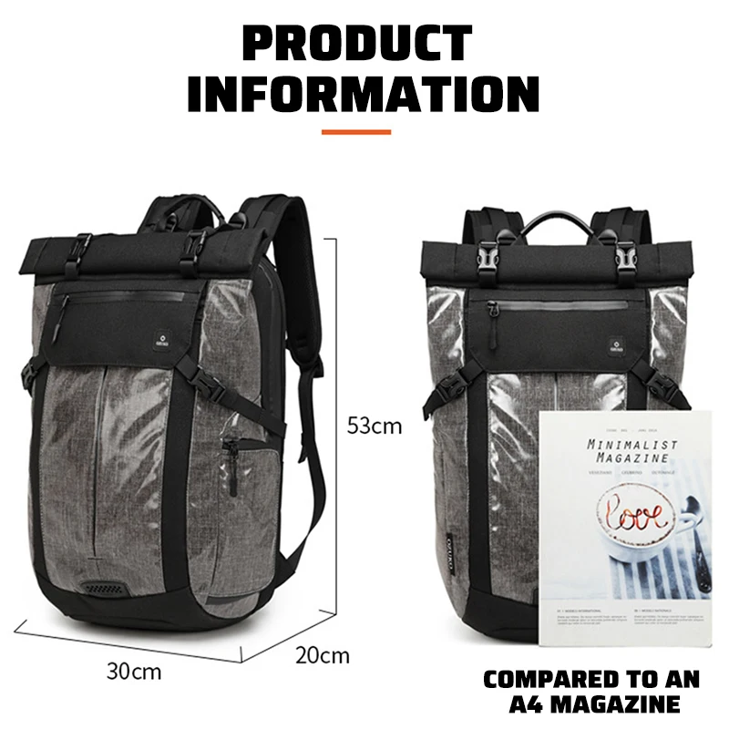 

OZUKO Men's backpack Business Laptop Waterproof Large Capacity Rucksack Travel Bags for Male Fashion Sports Bag Schoolbag