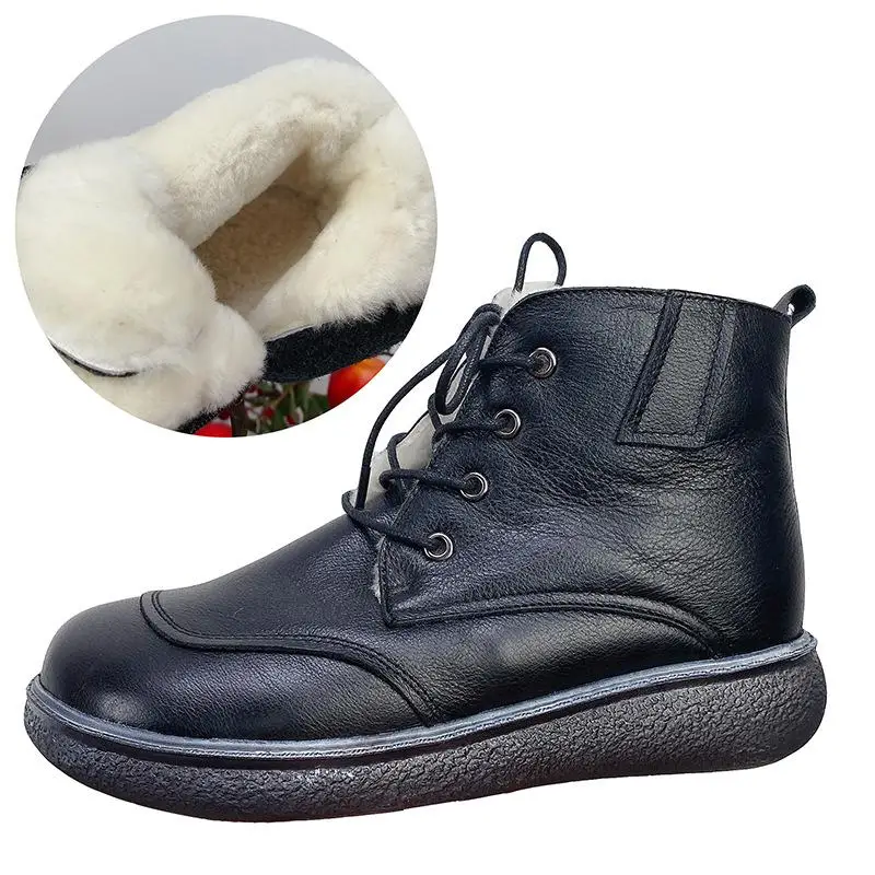 

Johnature Winter 2021 New Women Boots Ladies Shoes Lace-up Round Toe Flat With Plush Sewing Concise Leisure Platform Boots