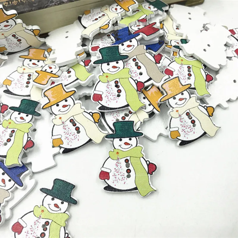 Деревянные пуговицы Снеговик для рукоделия 80 шт. рождественские украшения шитье