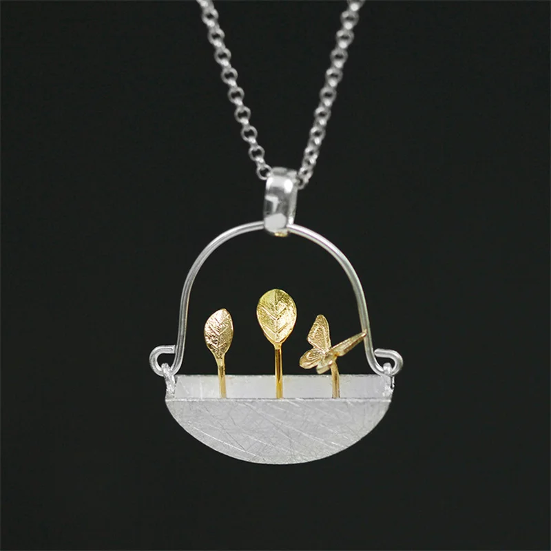 INATURE ожерелье из стерлингового серебра 925 пробы с листьями бабочками цветочными