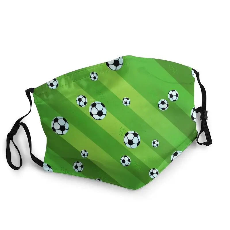 

Footall Field And Soccer Ball Pattern Mask Non-Disposable Unisex Face Mask Dustproof Protection Cover Respirator Mouth Muffle