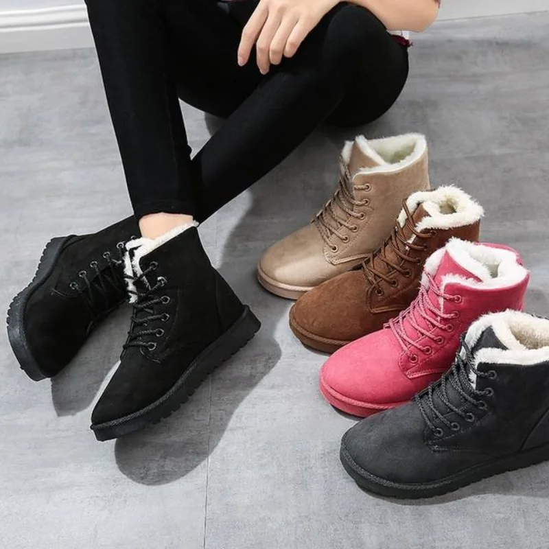 

Autumn and winter plus velvet thick snow boots cotton shoes boots women flat shoes students short tube platform shoes Gothic