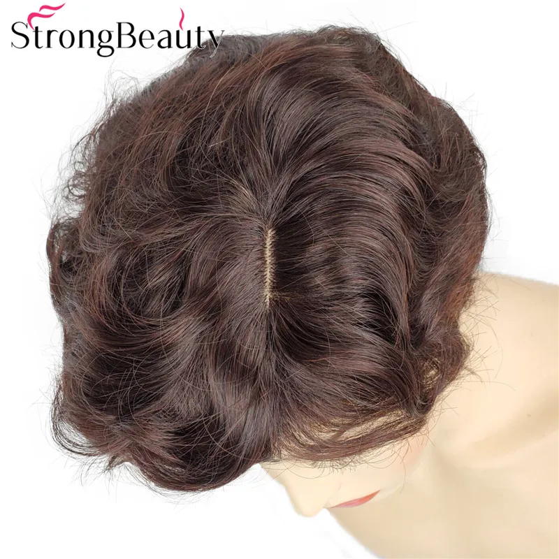 StrongBeauty короткий кудрявый женский парик натуральный черный Пикси СТРИЖКА Полный синтетический парик