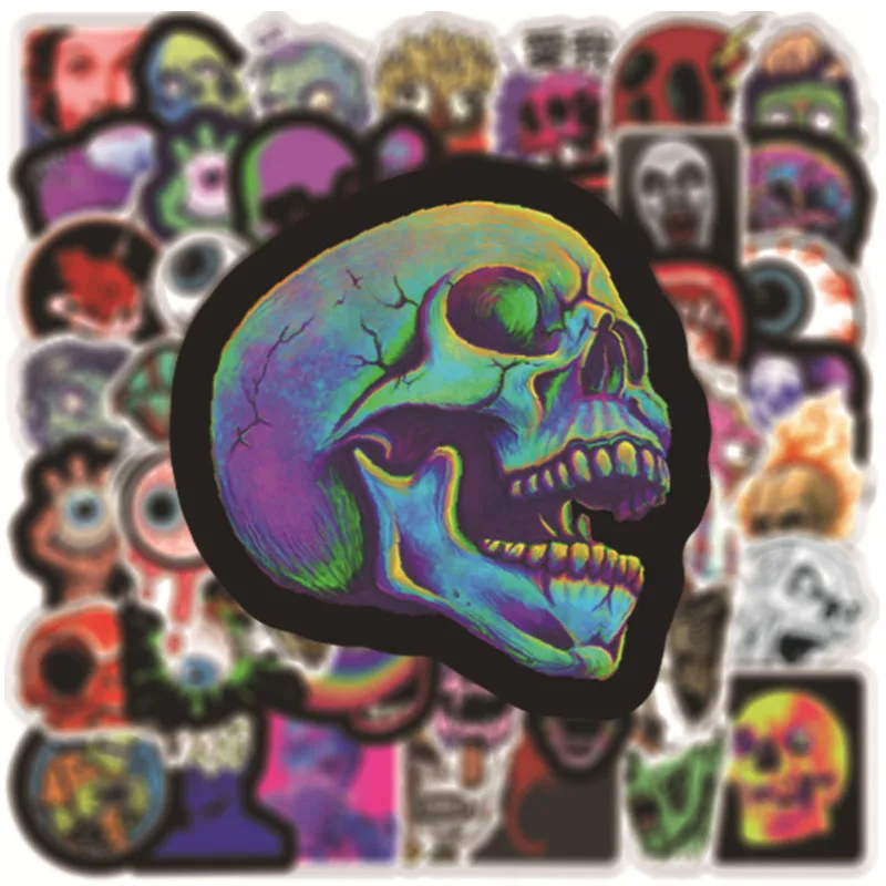 

10/30/50Pcs Horror theme halloween skull eyeball Skateboard Travel Suitcase Phone Laptop Luggage Stickers DIY Kids Girl Toys