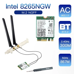 Двухдиапазонный Wi-Fi 2,4 ГГц5 ГГц, Wi-Fi беспроводной Bluetooth для Intel 8265NGW Wireless-AC 8265 NGFF 802.11ac 867 Мбитс, 2x2, Wi-Fi MU-MIMO, карта Wi-Fi BT 4,2