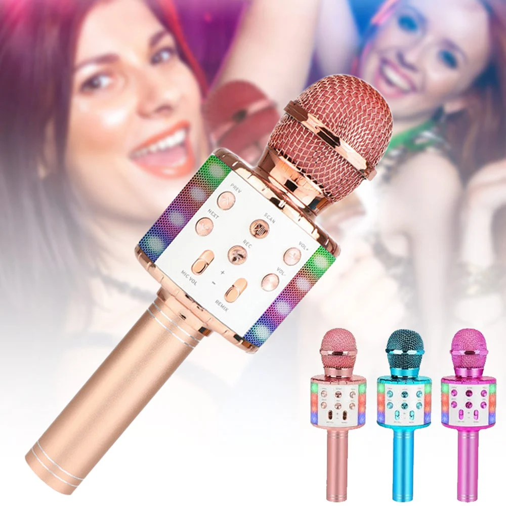 

Wireless Bluetooth Karaoke Microphone 3in1 Handheld Karaoke Mic for Kids Christmas Gift Musical Stage Toy Music Singing Speaker