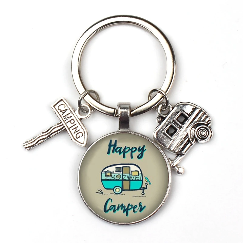 Счастливый Отдых милые туристический автомобиль я лагерь camper ключ дорожный знак