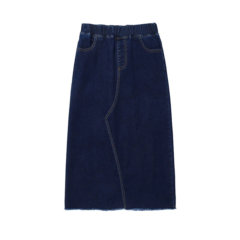 

Tassel Straight Plus Size 5XL Denim Skirts Women Back Split Elastic High Waist Elegant Jeans Skirt Lady Vogue Casual Streetwear