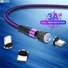 Магнитный кабель GTWIN, вращающийся на 540 градусов, кабель Micro USB Type-C, Магнитный зарядный кабель для iPhone Pro Max, Samsung, линия передачи данных
