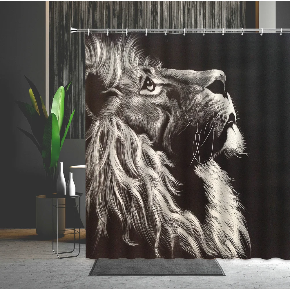 Занавеска для душа с изображением животных и диких набор s льв тигр слон фламинго