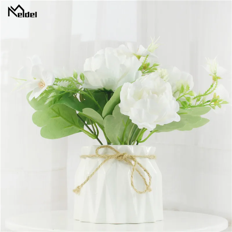 30cm Rose White Silk Peony Artificial Flowers Bouquet Cheap Pink Peonies Fake Flowers for Home Wedding Decoration indoor 3 Bunch