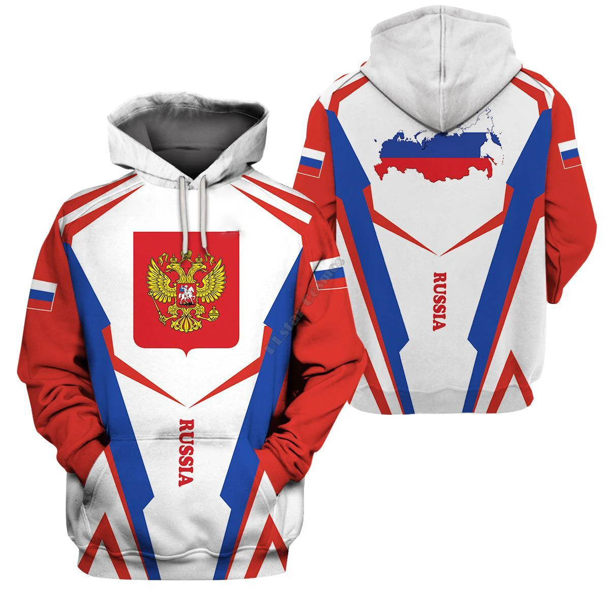 Толстовка с российским флагом для мужчин и женщин модный спортивный костюм