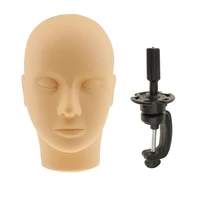 soft silicone eyelashes massage face painting practice training mannequin manikin head with black desk table c clamp holder
