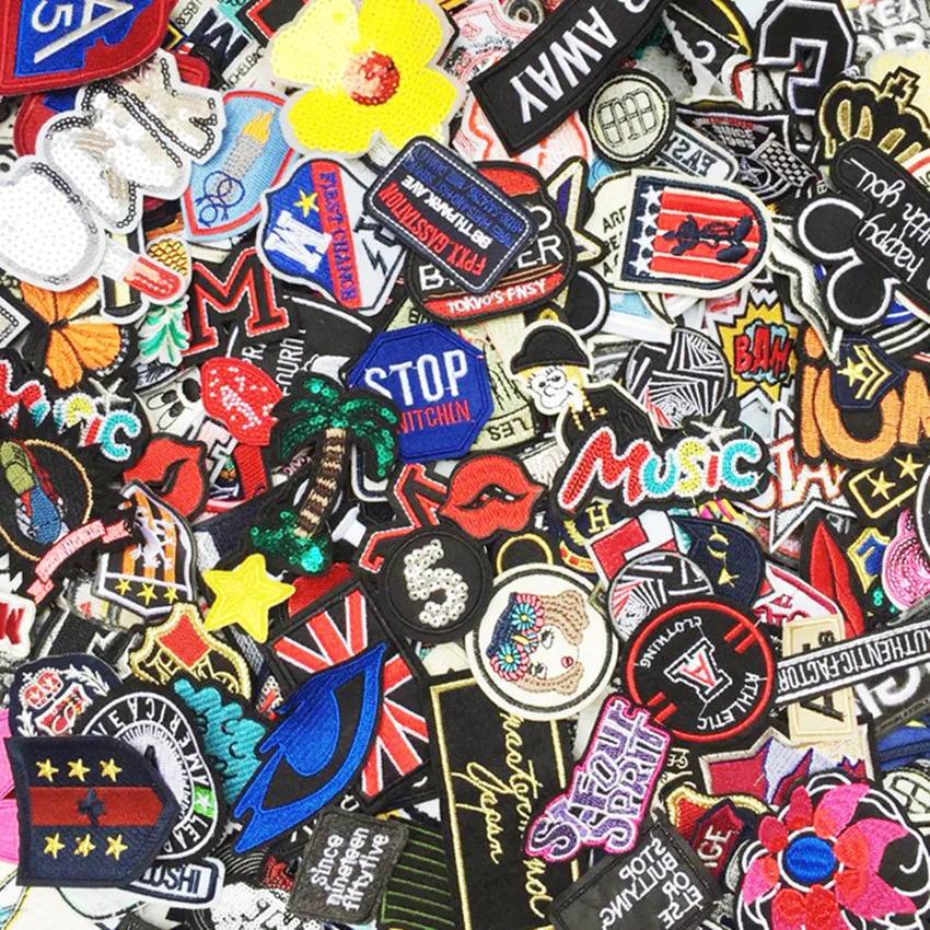 

30PCS Mix Iron On and Sew-On Patches For boy and girl Clothing Embroidery Patch Fabric Badge Stickers Jeans Decoration