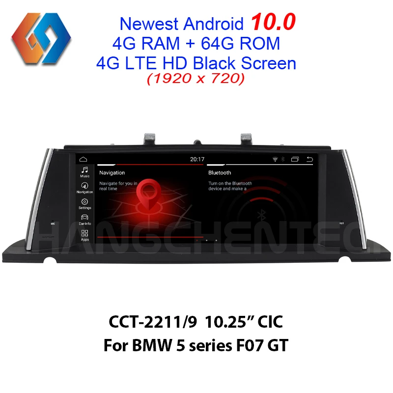 Мультимедиа Android 10 0 для BMW 5 серии F07 GT CIC HD Black Touch 1920x720 Автомобильный GPS навигатор 64G
