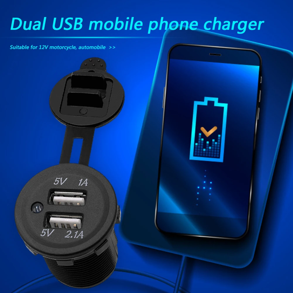 

Водонепроницаемая Автомобильная зарядная розетка с двумя USB-портами и индикатором