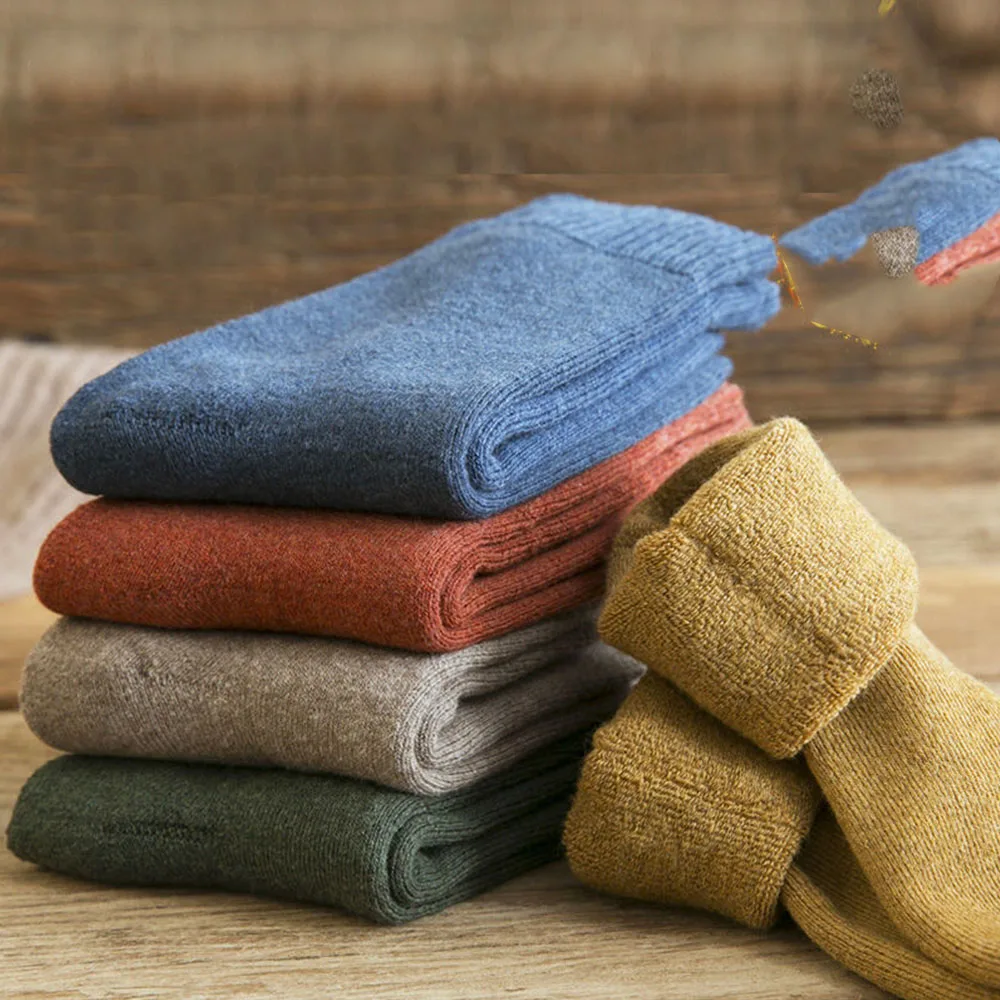 

Носки унисекс, 5 пар, толстые зимние махровые носки, махровые хлопковые носки, бархатные теплые зимние высокие носки