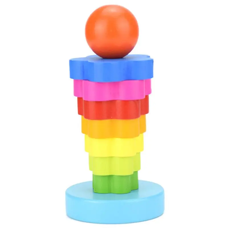 Stacking Nest Kids Learning Stack Up Rainbow Tower Blocks Baby Early Education Wooden Toy 1 Set | Игрушки и хобби