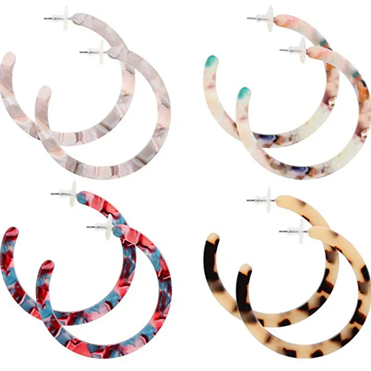 4 пар/уп. большой Леопардовый Черепаховый Акриловый комплект CC сережек женские