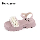 Летние детские сандалии принцессы, детская брендовая обувь с жемчугом, пляжные сандалии для маленьких девочек, Классические мягкие модные сандалии на платформе, Новинка