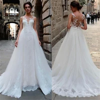 2019 a line wedding dresses lace appliques bridal gowns v neck wedding dress custom made plus size