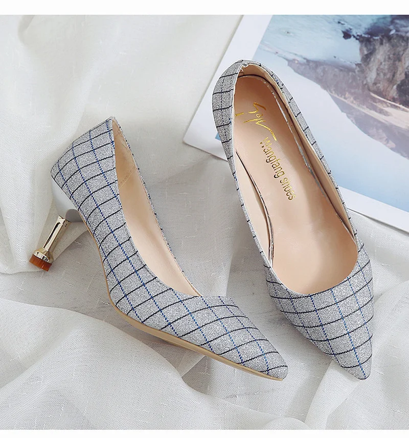 

Новинка 2020, Весенняя модная трендовая Женская Классическая обувь в клетку, элегантная повседневная Профессиональная женская обувь