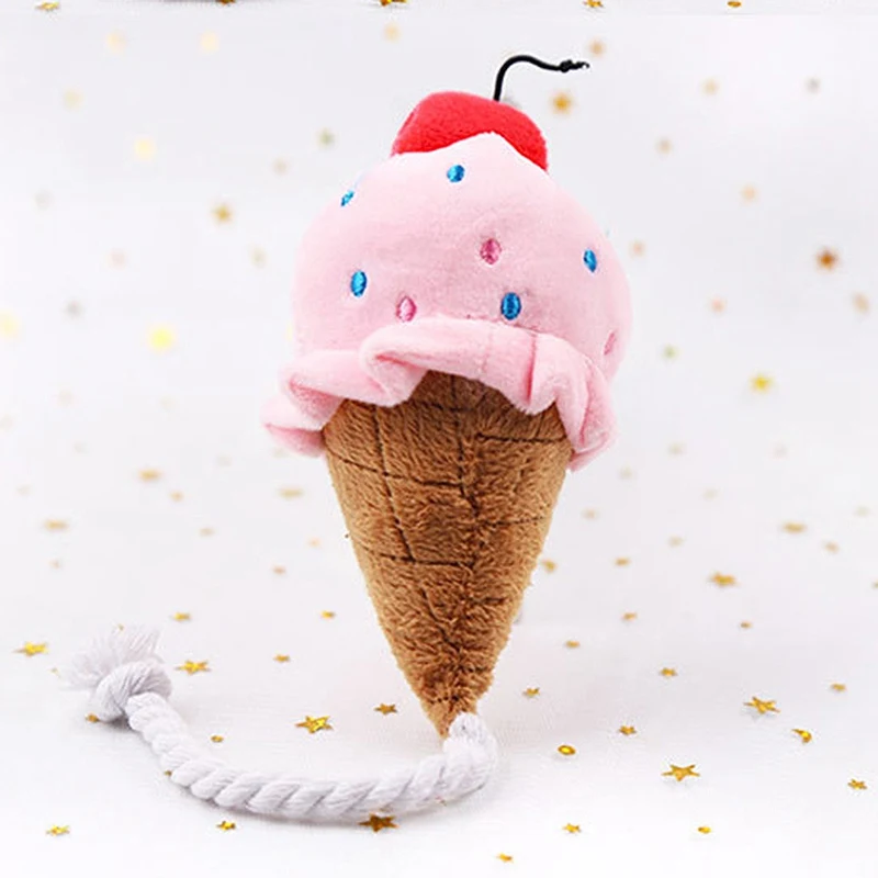 Горячая продажа игрушки пищащие для собак в форме мороженого щенков кошек