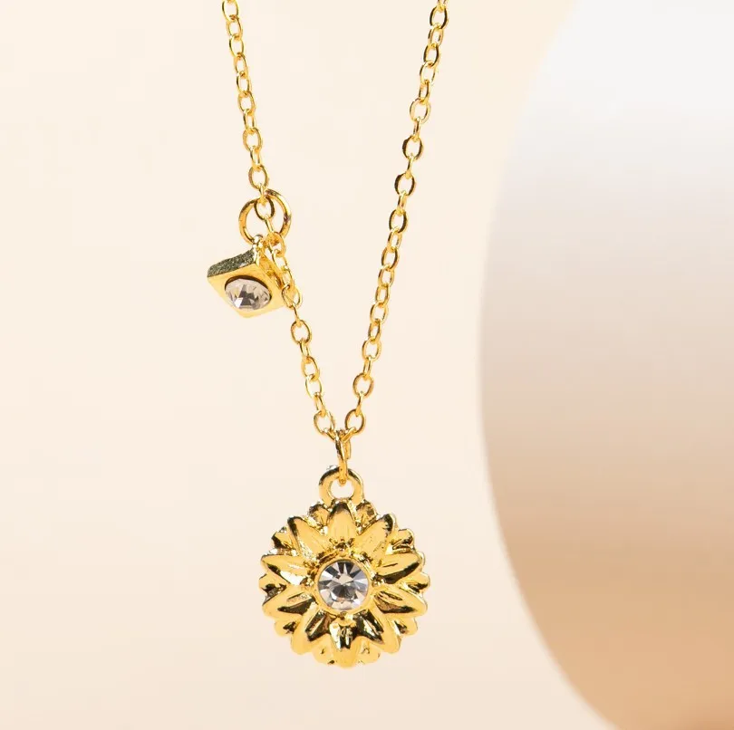 Новый простой стиль модная новинка маленькая золотая Хризантема ожерелье