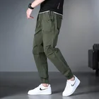 Джоггеры 2022, брюки-карго, мужские повседневные армейские зеленые брюки в стиле хип-хоп с карманами, мужские спортивные брюки, уличная одежда, военные брюки в стиле Харадзюку с лентами
